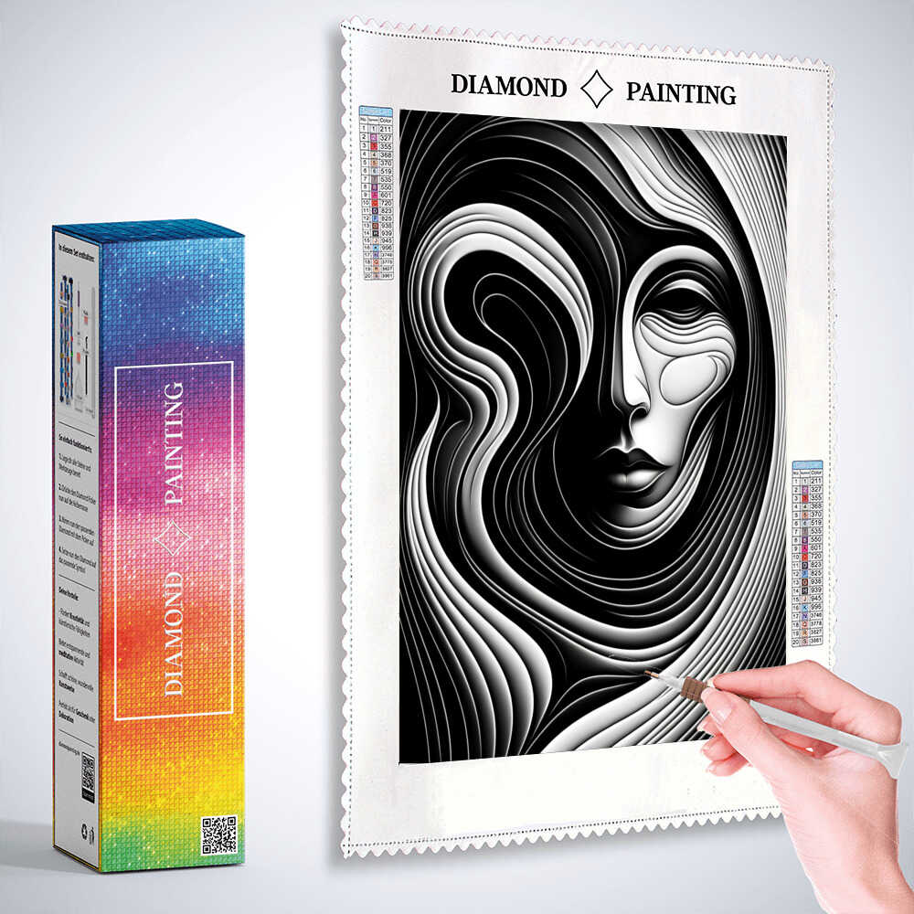 Diamond Painting - Abstrakte Frau schwarz und weiß