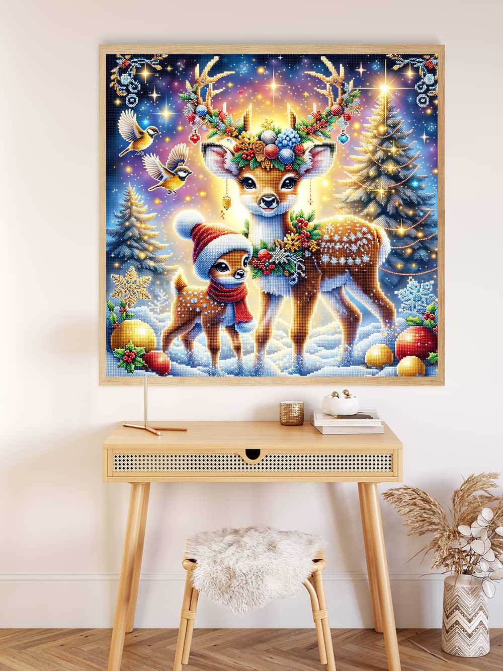 Diamond Painting - Reh und Rehkitz Weihnachten