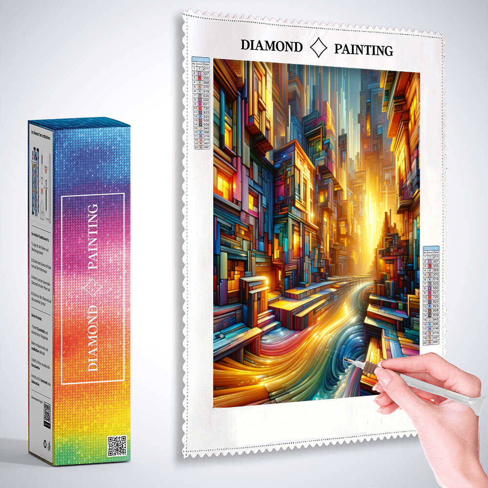 Diamond Painting - Schiefe abstrakte Stadt