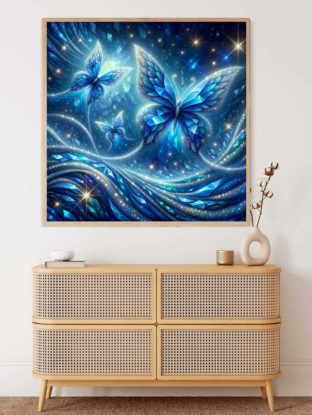 Diamond Painting - Drei blaue Schmetterlinge