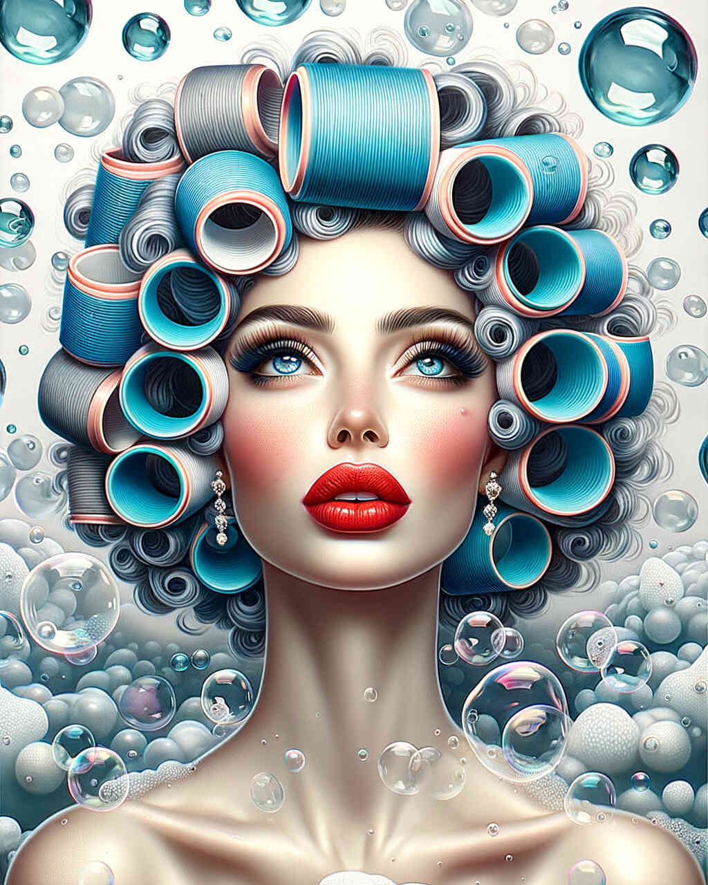 Diamond Painting - Frau mit Lockenwicklern