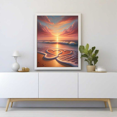 Diamond Painting - Zwei Herzen am Strand