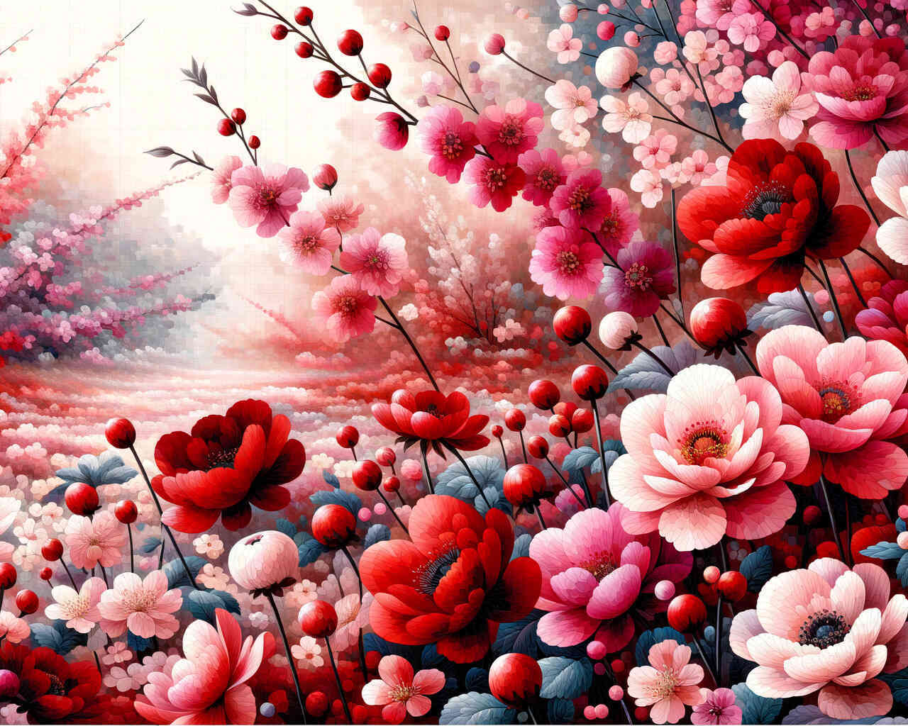 Diamond Painting - Roter Blütentraum