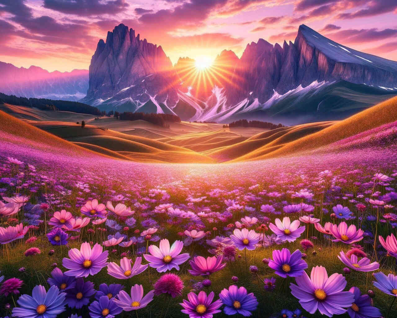 Diamond Painting - Blumenwiese der Berge