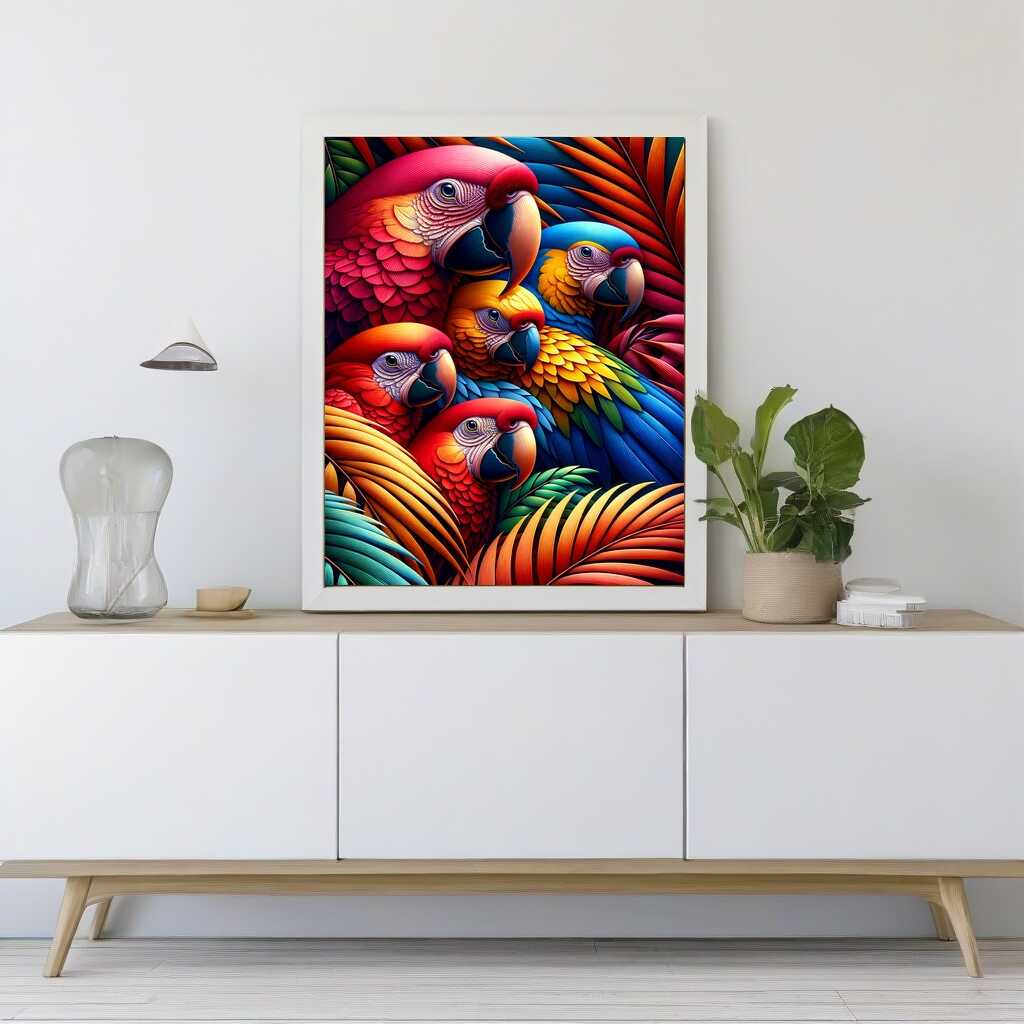 Diamond Painting - Papageienfamilie