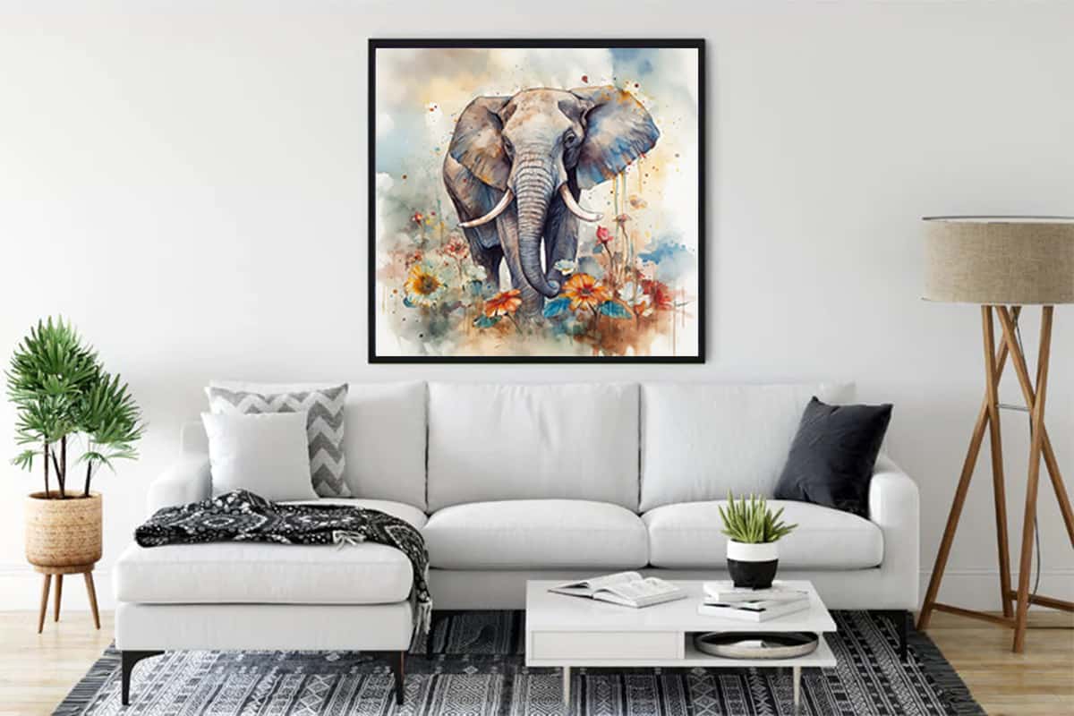 Diamond Painting - Majestätischer Elefant - gedruckt in Ultra-HD - Aquarell, Elefant, Neu eingetroffen, Quadratisch, Tiere