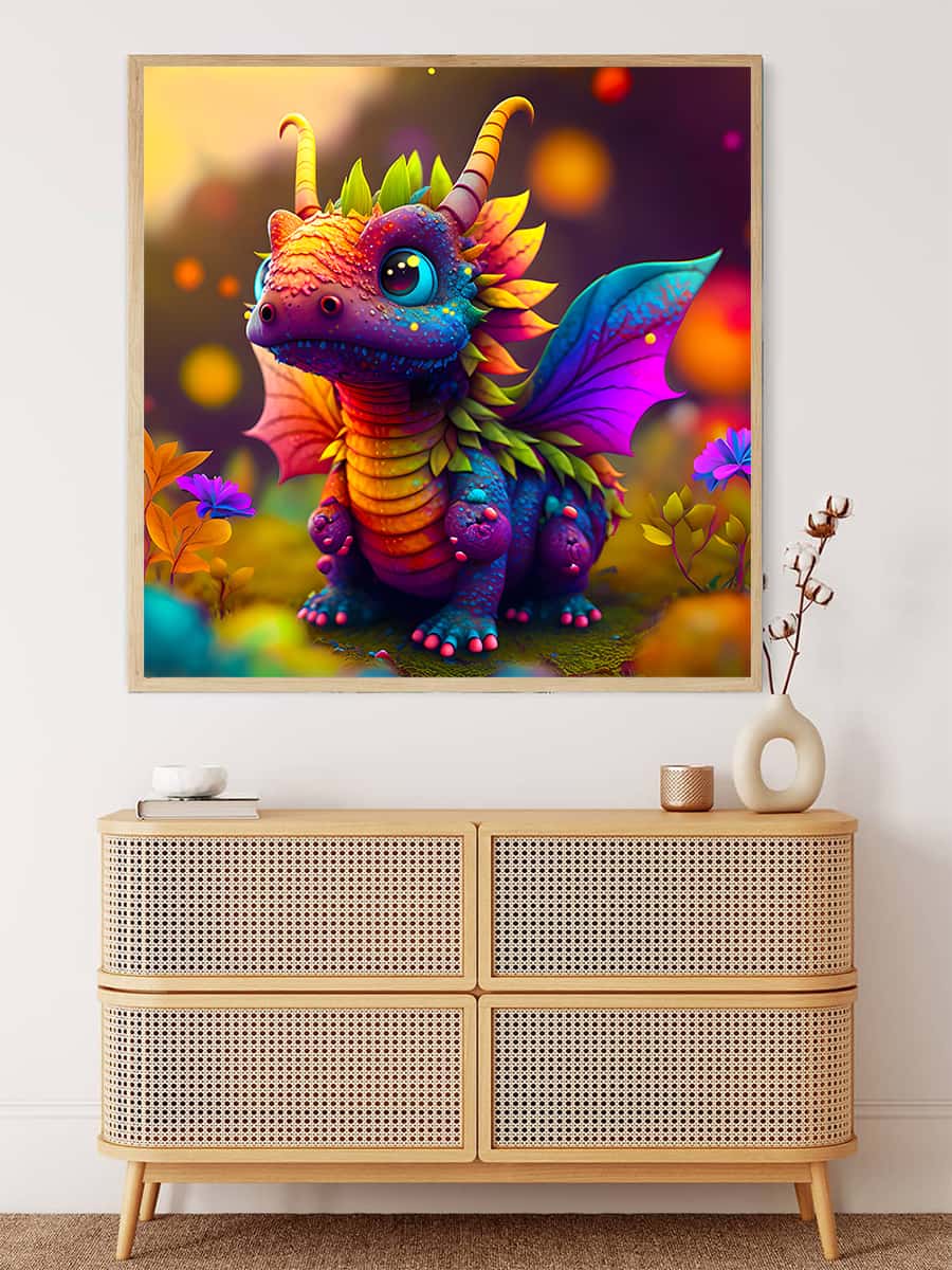 AB Diamond Painting - Drachenbaby Frontal - gedruckt in Ultra-HD - AB Diamond, Drache, Fantasy, Neu eingetroffen, Quadratisch