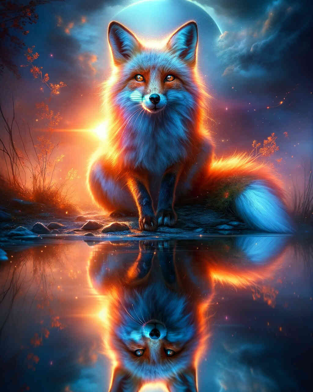 Diamond Painting - Fuchs Spiegelbild, farbig