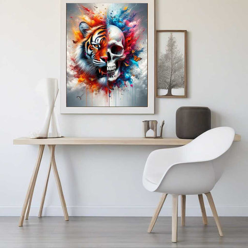 Diamond Painting - Totenkopf und Tiger