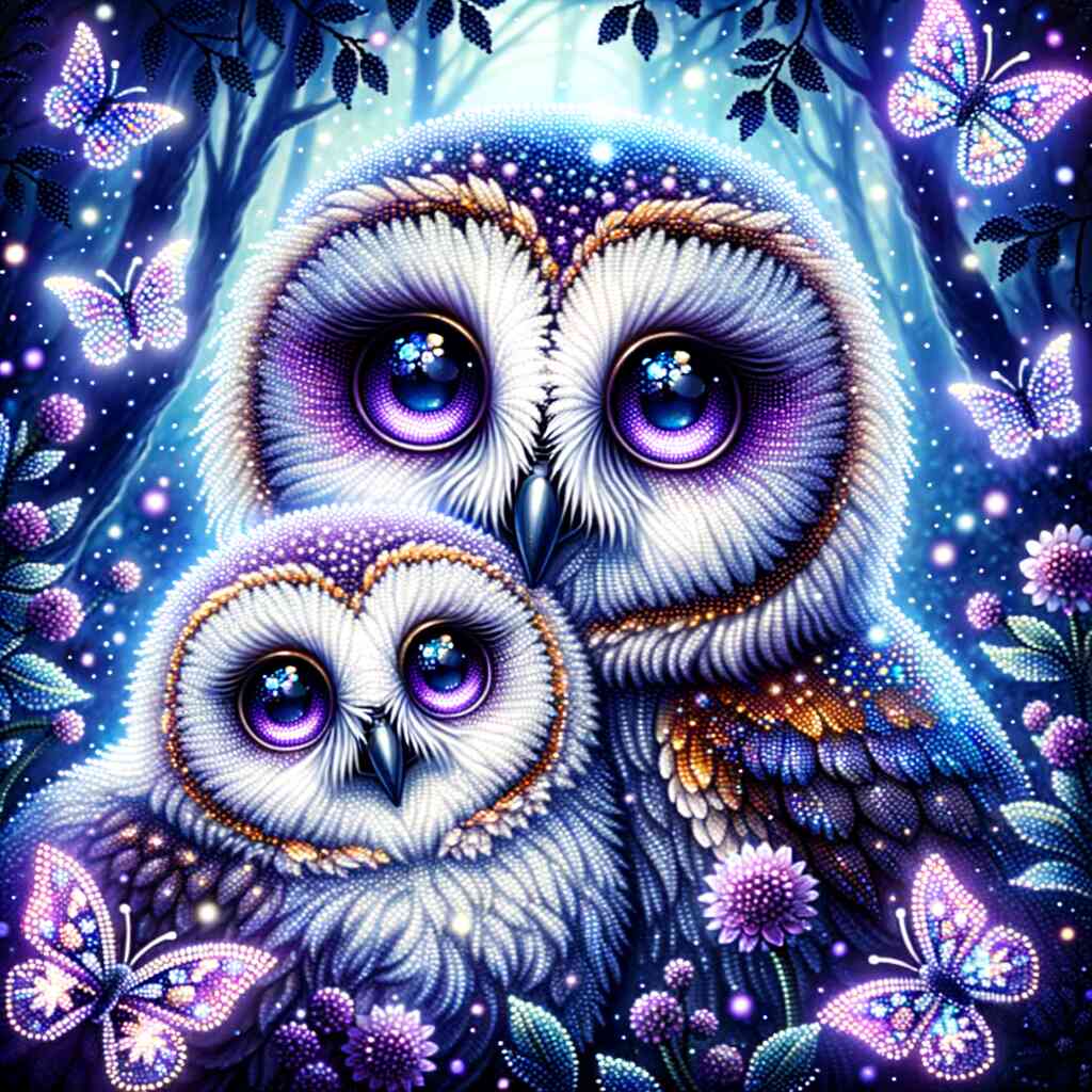 Diamond Painting - Eule Mutter und Kind