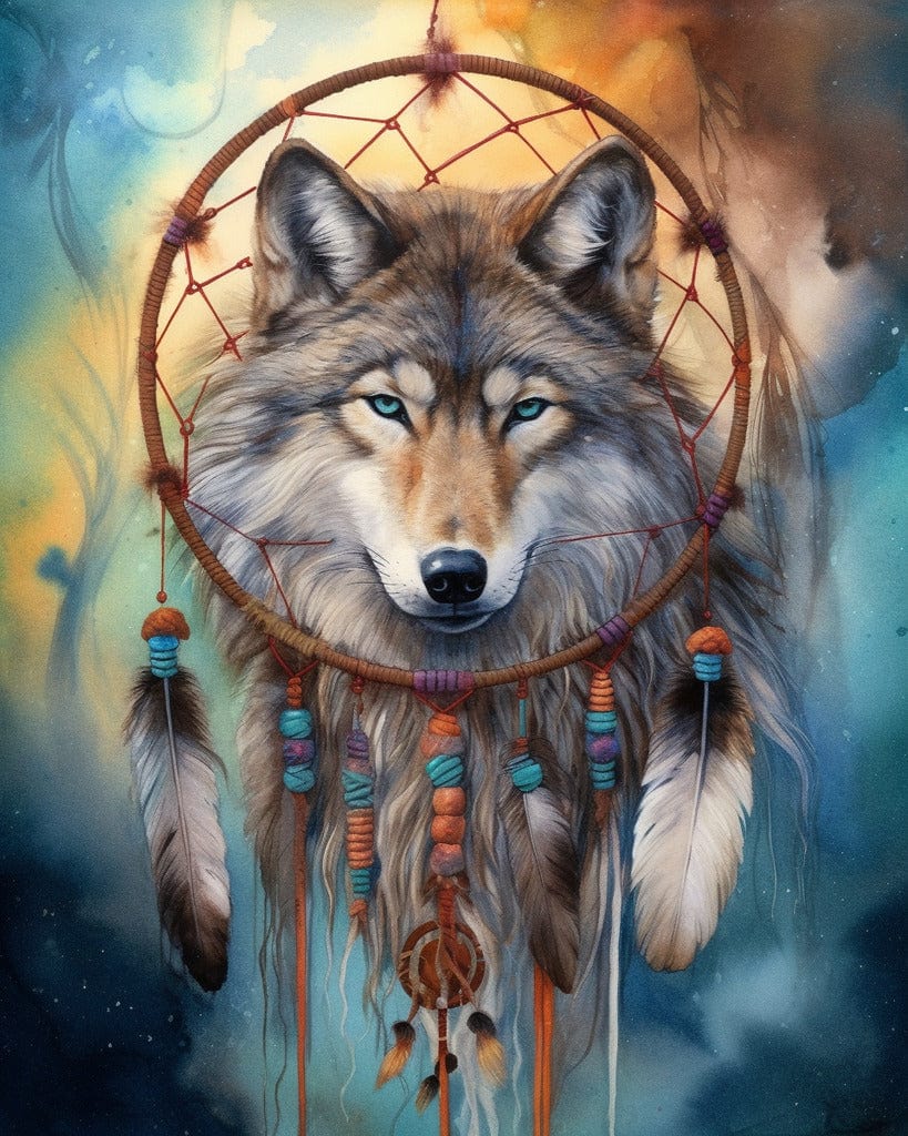 Diamond Painting - Mystischer Wolf, Traumfänger