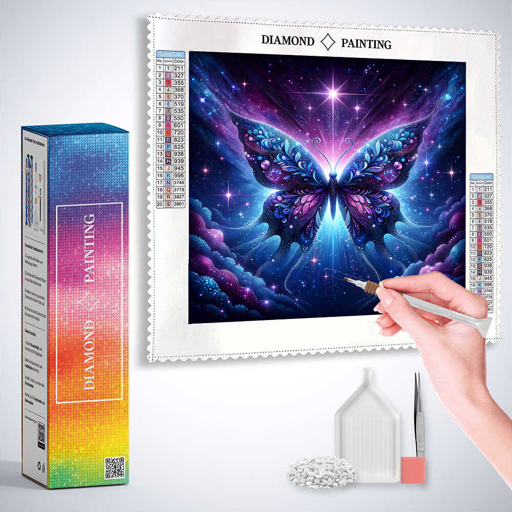 Diamond Painting - Lila leuchtender Schmetterling