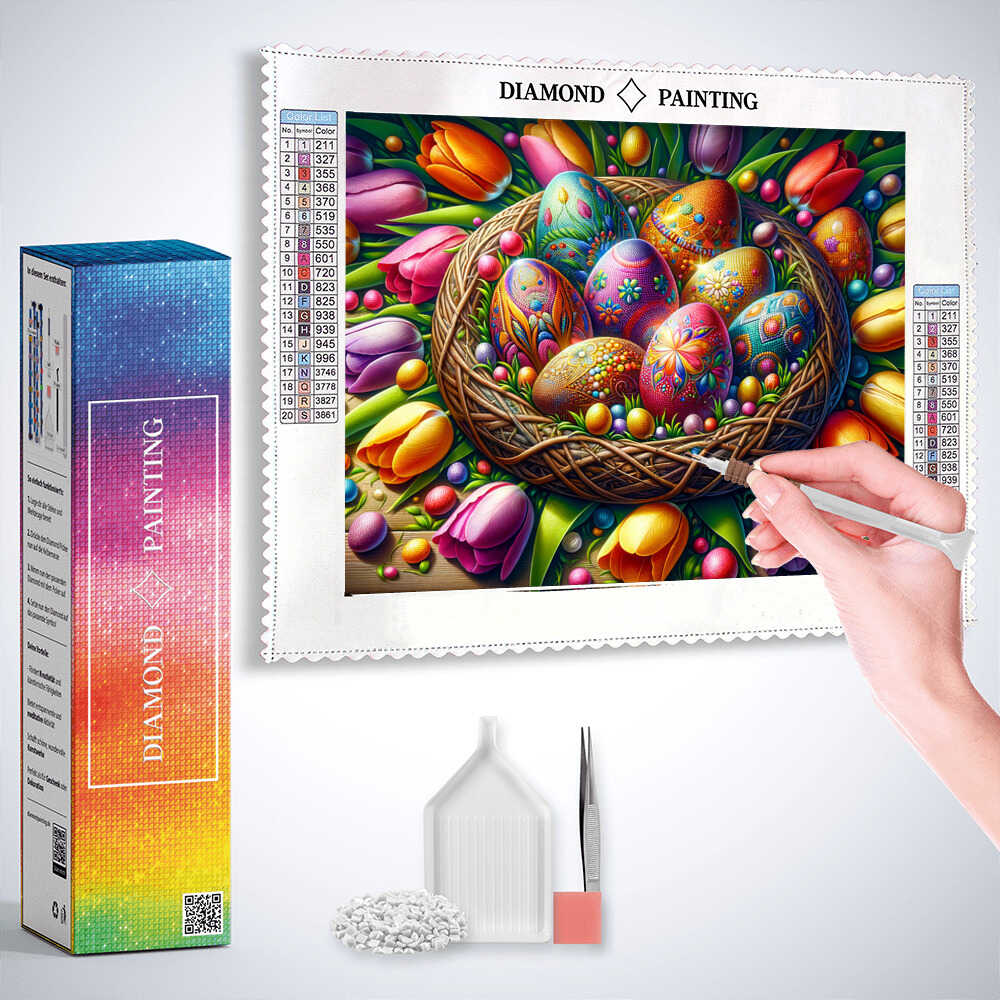 Diamond Painting - Osternest, Tulpen