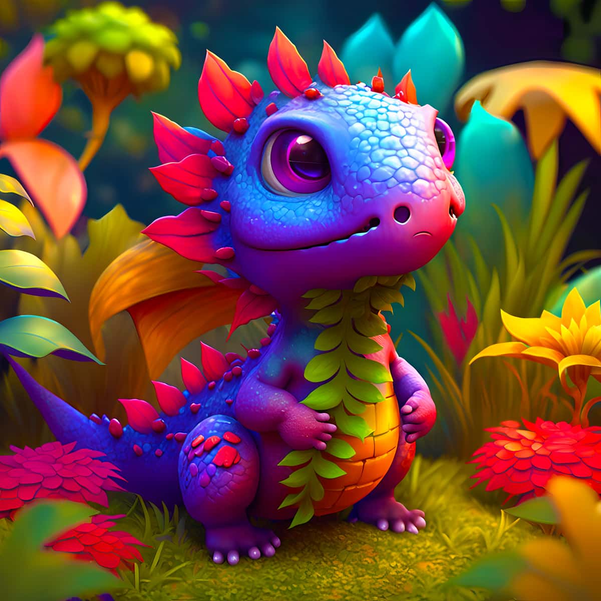 AB Diamond Painting - Drachenbaby im Zauberwald - gedruckt in Ultra-HD - AB Diamond, Drache, Fantasy, Neu eingetroffen, Quadratisch
