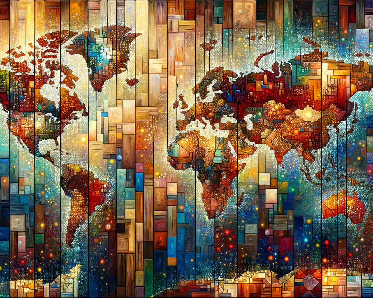Diamond Painting - Holzweltkarte
