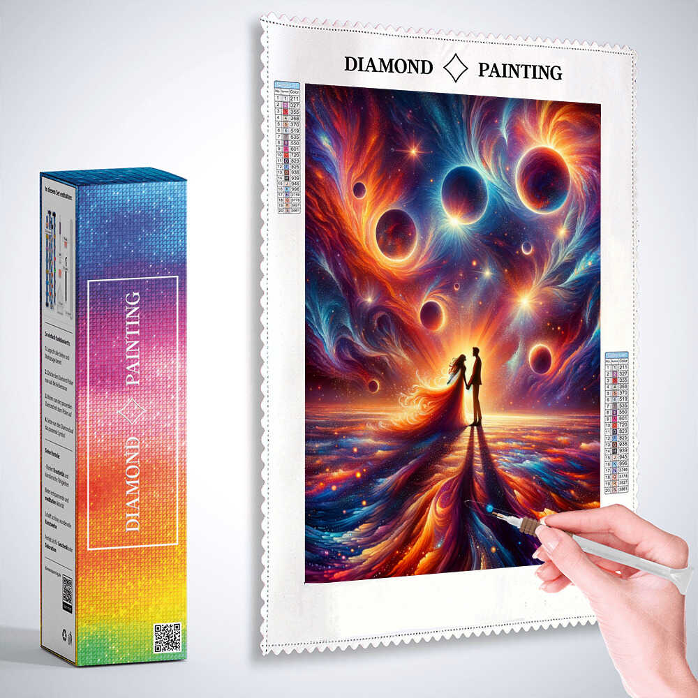 Diamond Painting - Verliebtes Paar des Weltraum