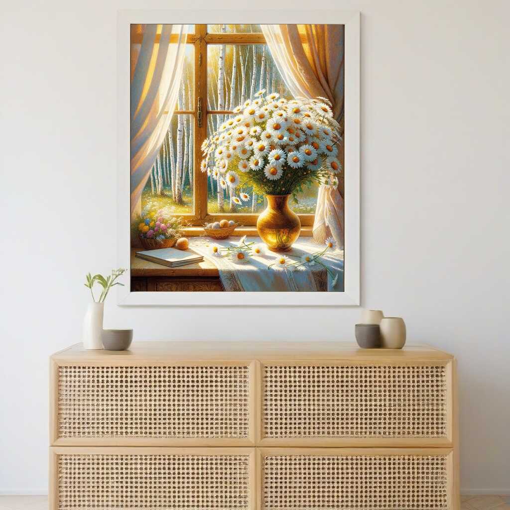 Diamond Painting - Margeritenstrauß am Fenster