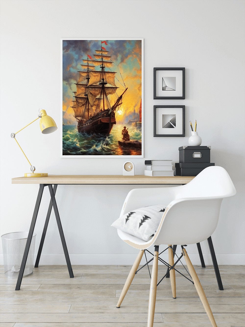 Diamond Painting -  Schiff im Sonnenaufgang, raue See