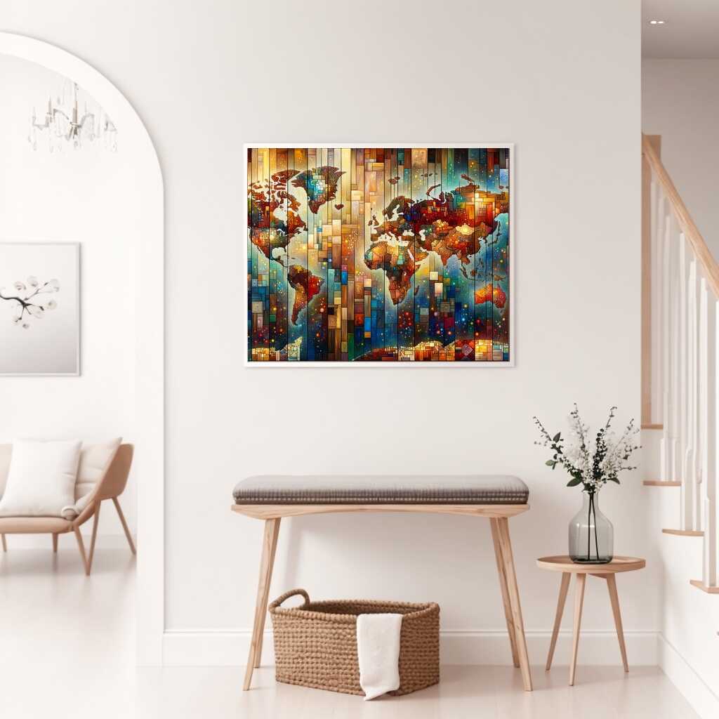 Diamond Painting - Holzweltkarte