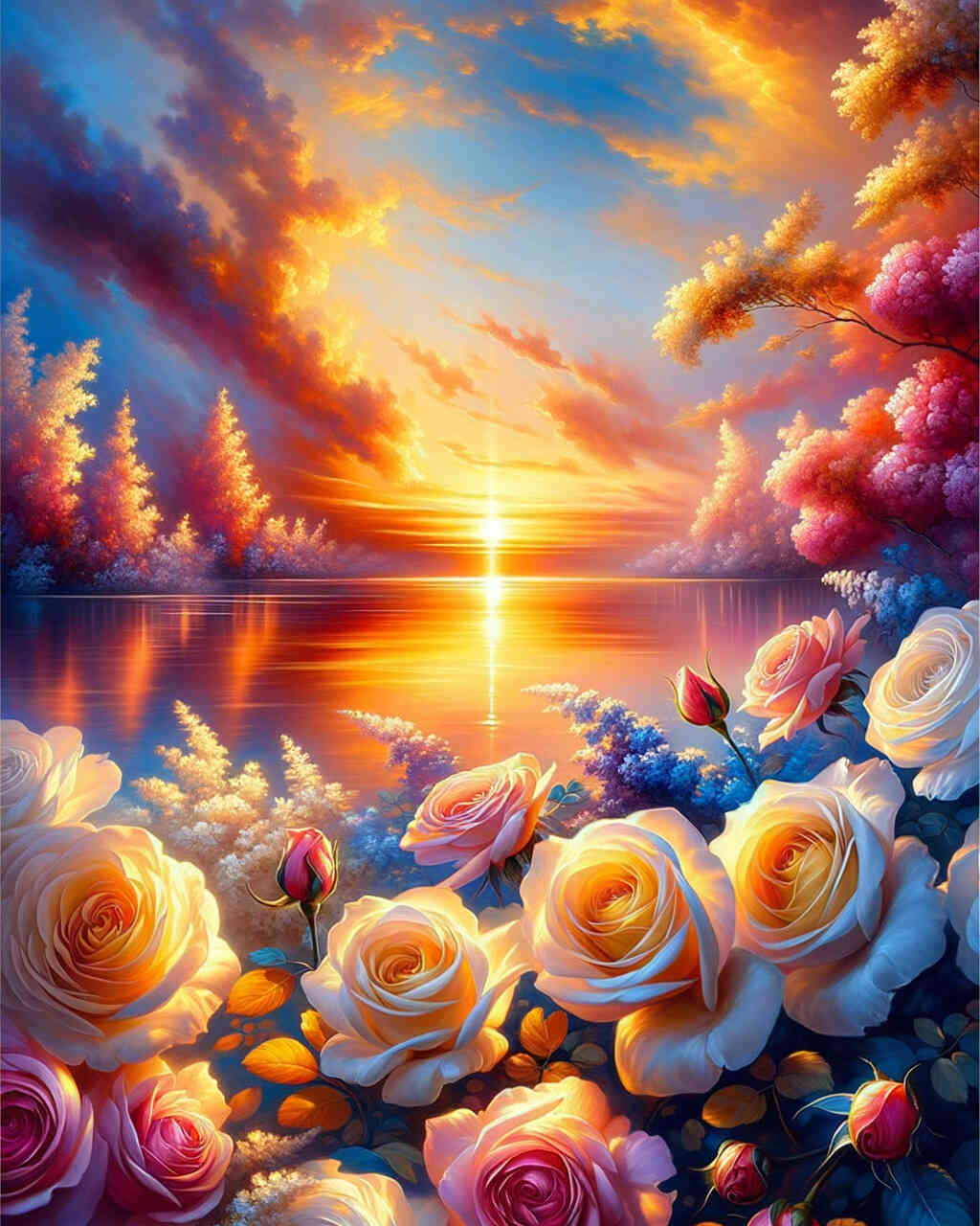 Diamond Painting - Roseninsel Sonnenuntergang