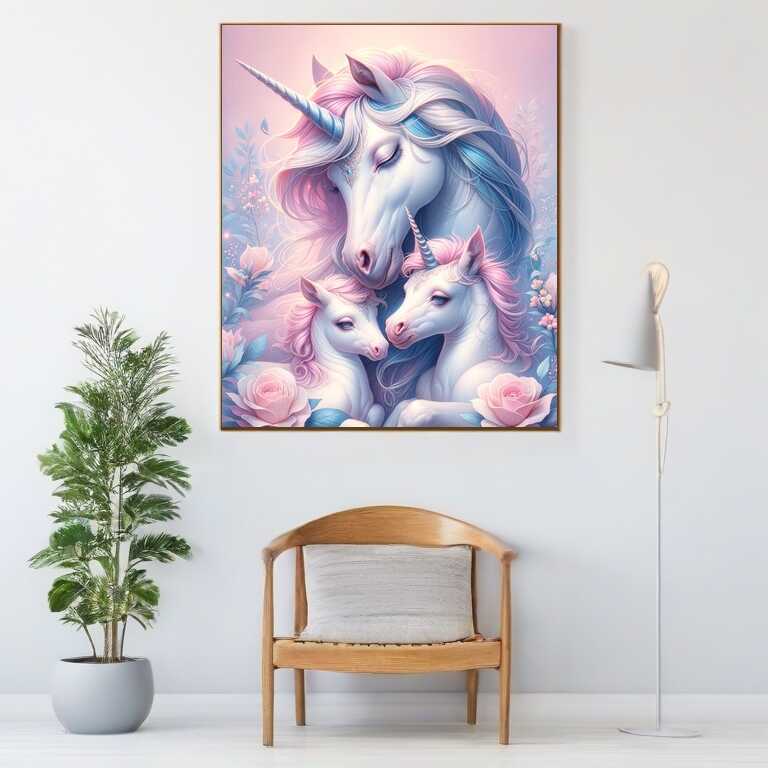 Diamond Painting - Einhorn, Mutter und Tochter