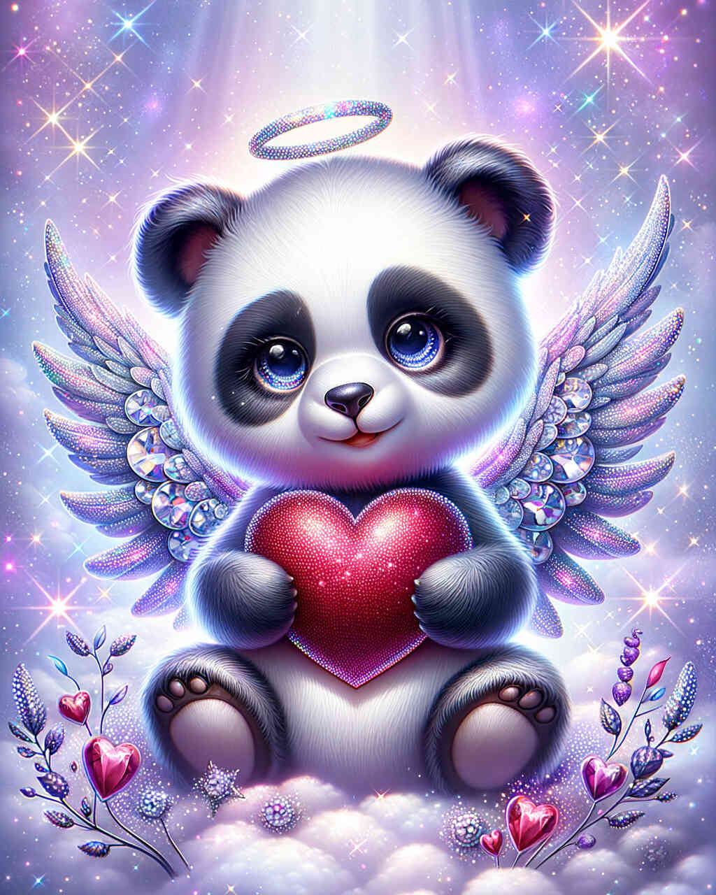 Diamond Painting - Pandängel mit Herz