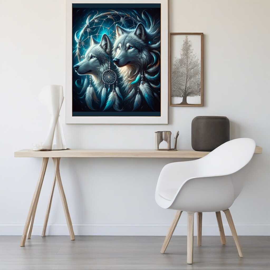 Diamond Painting - Wölfe, Traumfänger