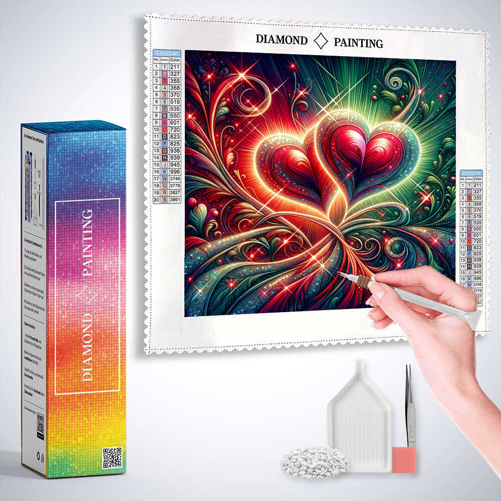Diamond Painting - Zwei rote Herzen