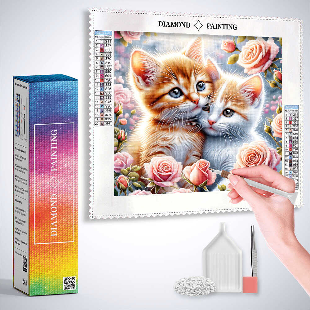 Diamond Painting - Kätzchen schmusen