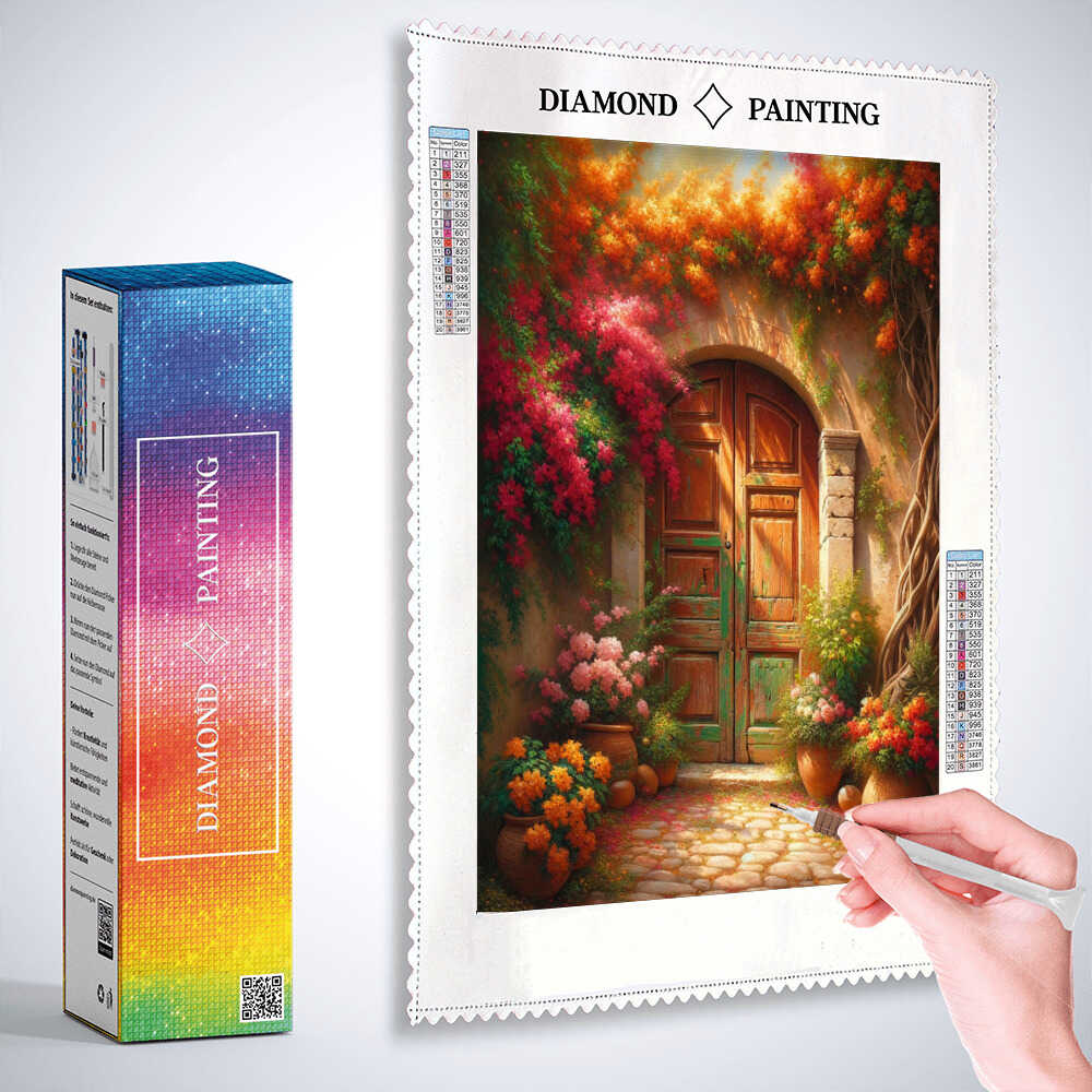 Diamond Painting - Holztür mediterran