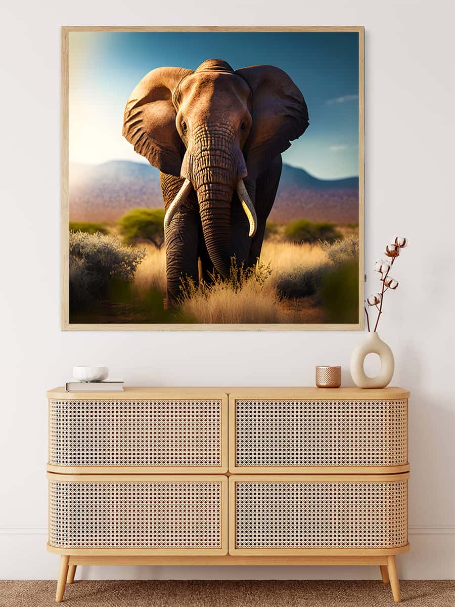 Malen nach Zahlen - Großer Elefant Frontal - hochwertige Leinwand - 170523, Elefant, Neu eingetroffen, Quadratisch, Tiere