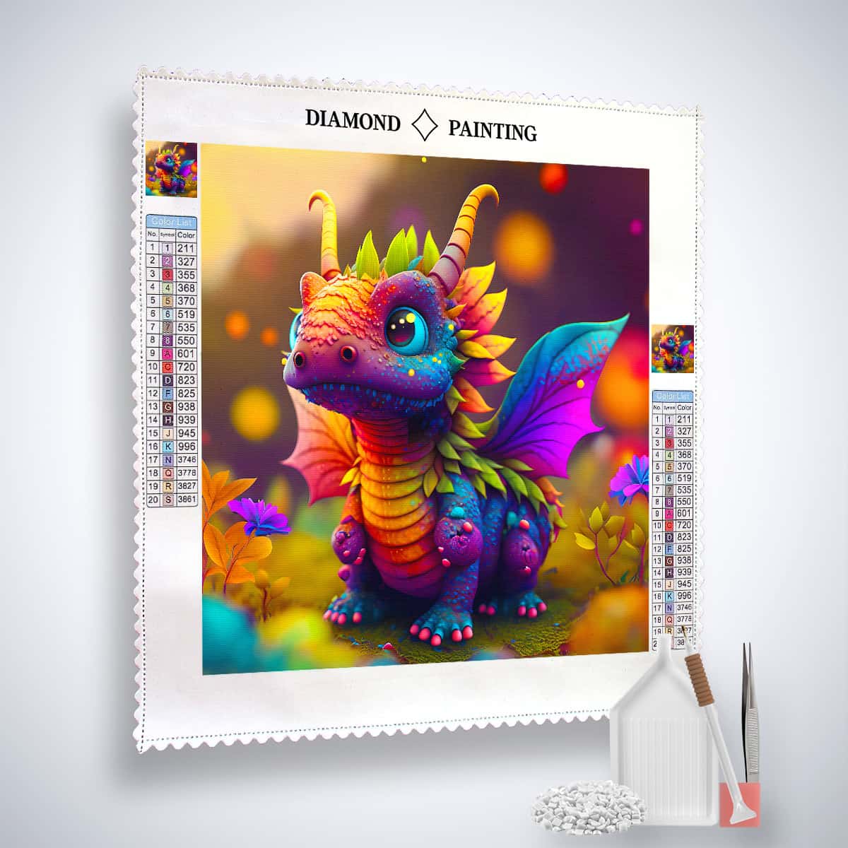 AB Diamond Painting - Drachenbaby Frontal - gedruckt in Ultra-HD - AB Diamond, Drache, Fantasy, Neu eingetroffen, Quadratisch