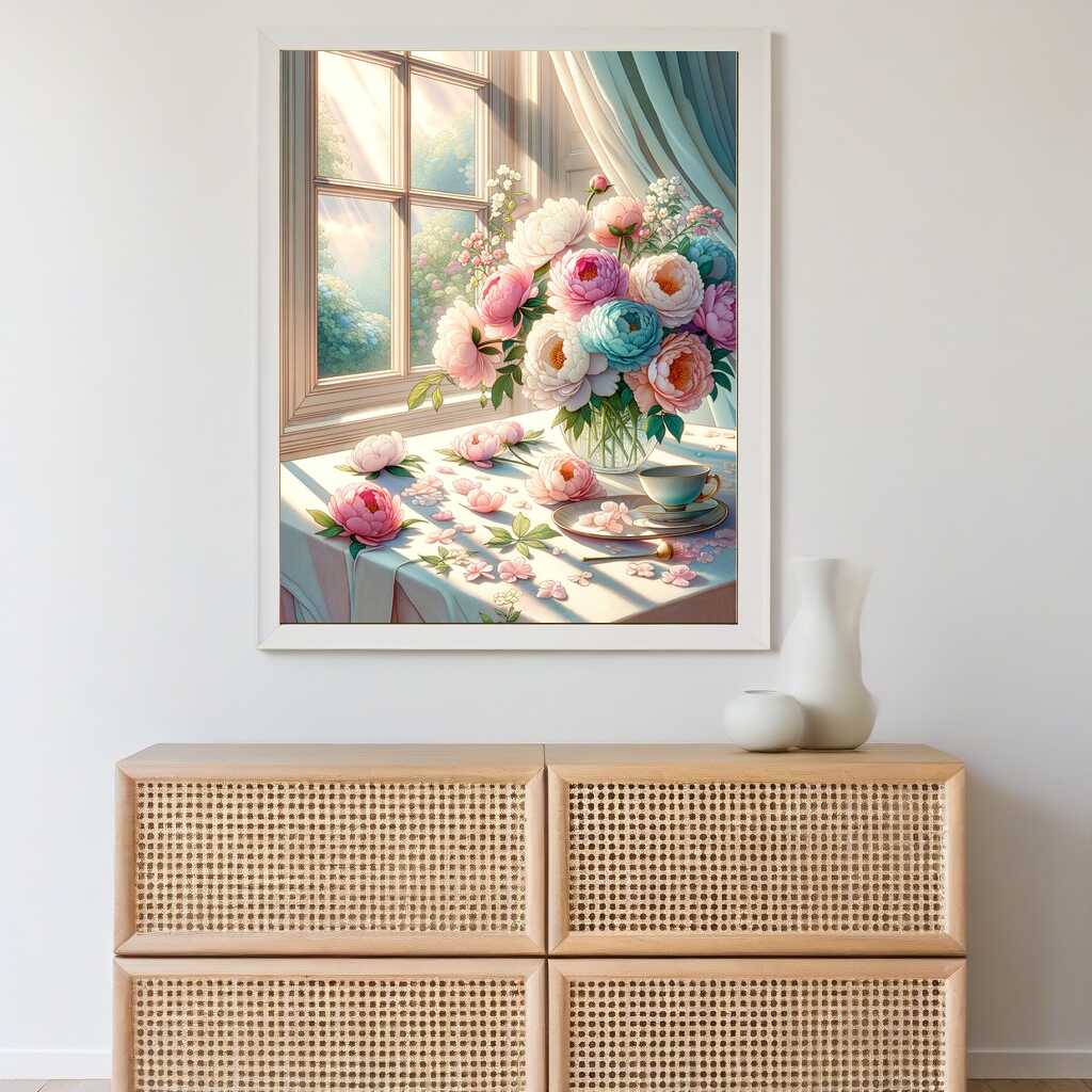 Diamond Painting - Pfingstrosen Tischdecke