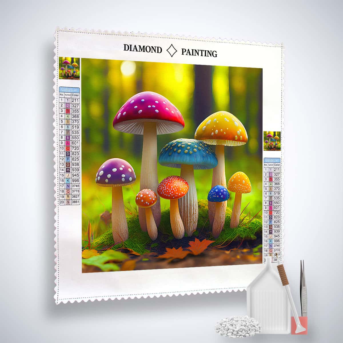 AB Diamond Painting - Regenbogenpilze im Wald - gedruckt in Ultra-HD - AB Diamond, Neu eingetroffen, Pilze, Quadratisch, Wald