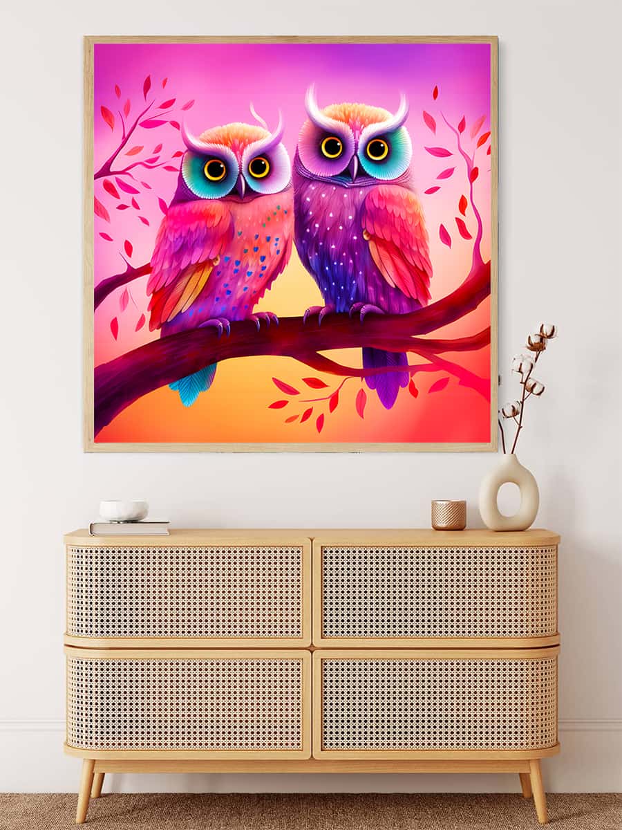 AB Diamond Painting - Eulenliebe - gedruckt in Ultra-HD - AB Diamond, Eule, Neu eingetroffen, Quadratisch, Tiere