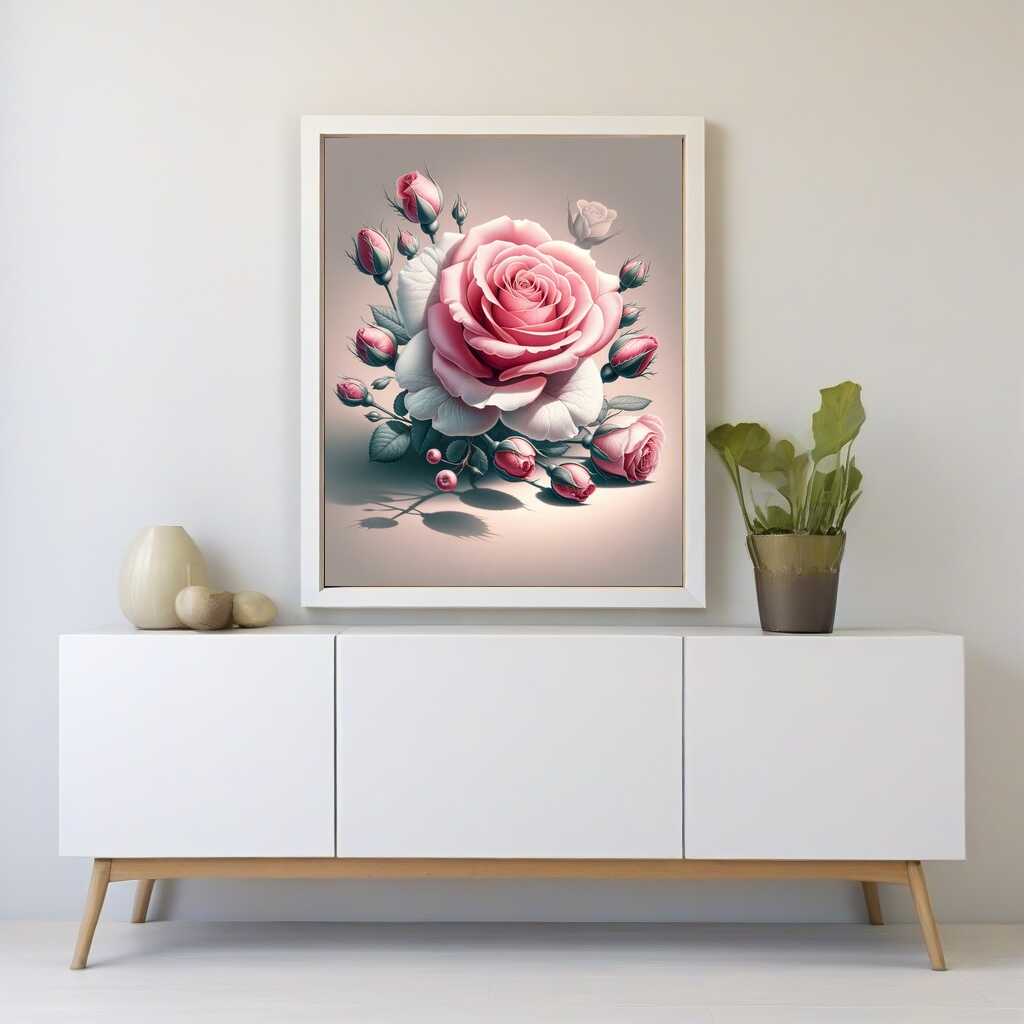 Diamond Painting - Farbtupfer pinke Rose