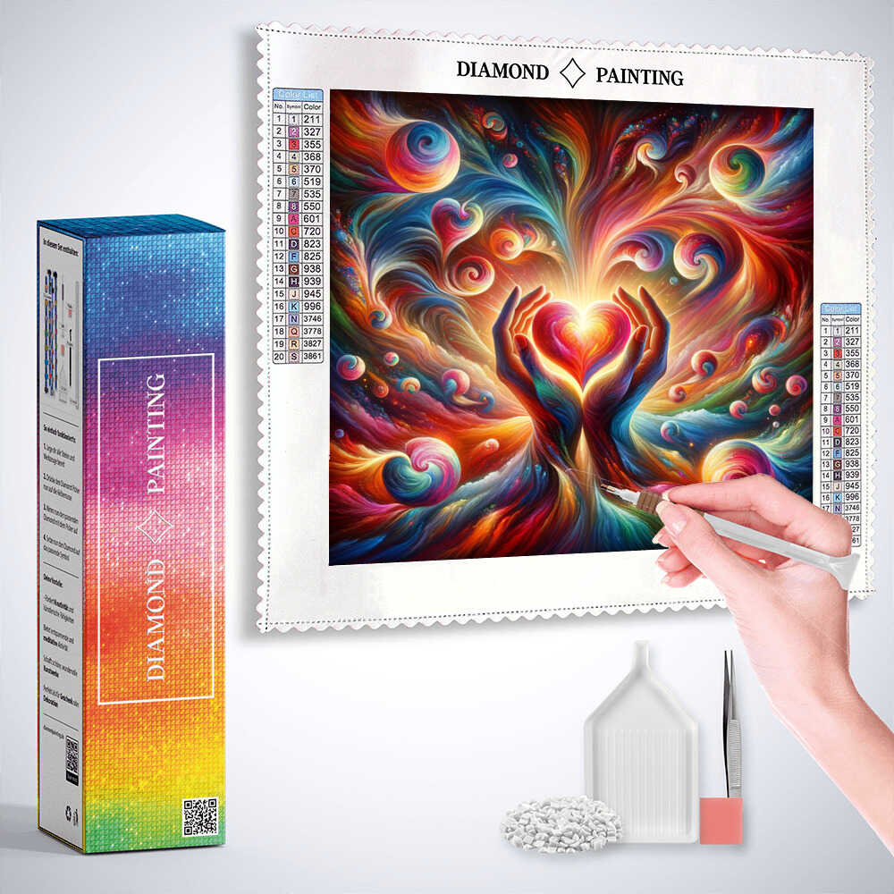 Diamond Painting - Herzenstrudel der Farben