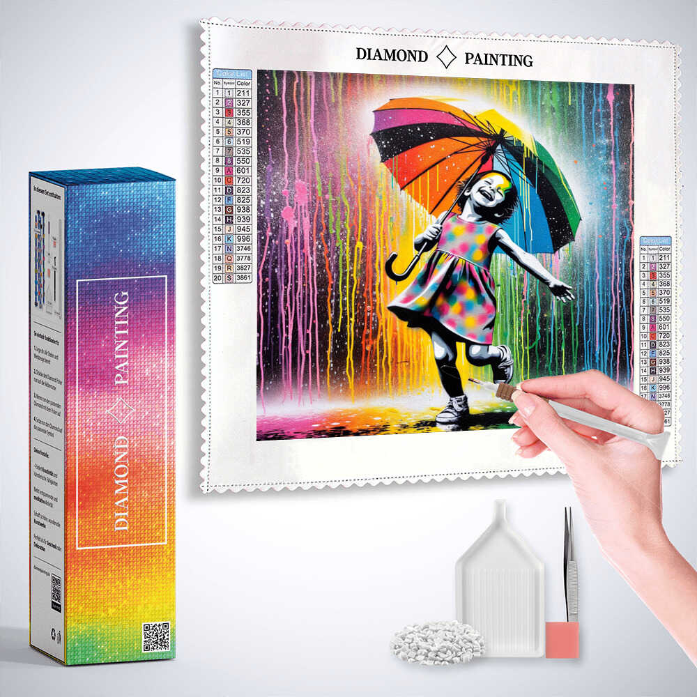 Diamond Painting - Farbentanz im Regen