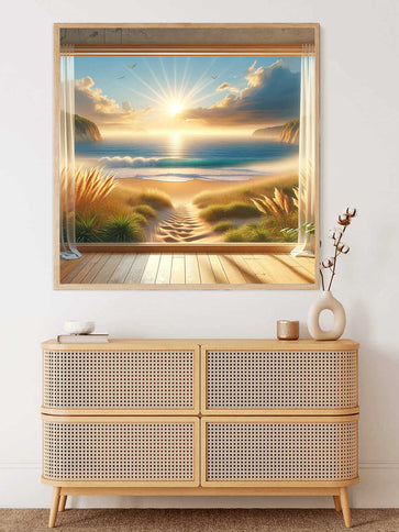 Diamond Painting - Blick aus Fenster, Strand