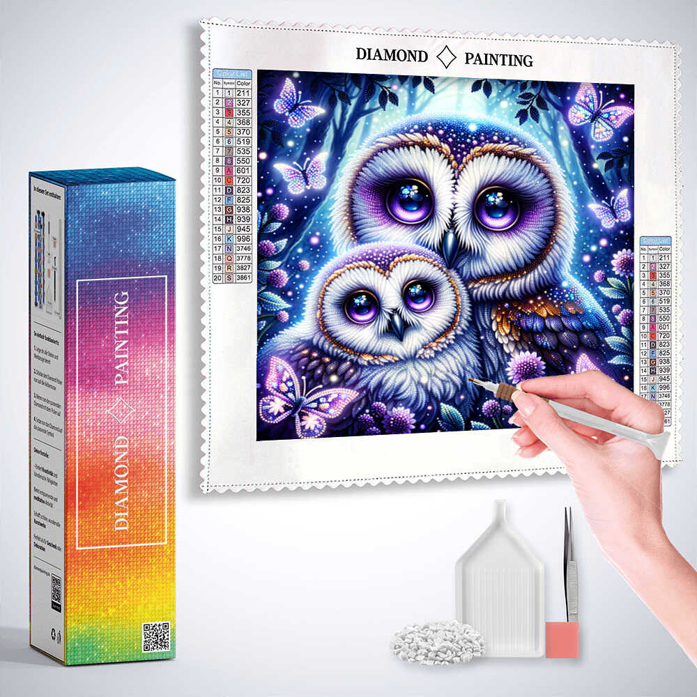 Diamond Painting - Eule Mutter und Kind