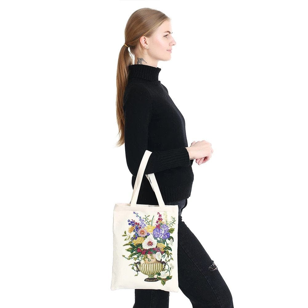 Diamond Painting - Stofftasche, Blumenvase - gedruckt in Ultra-HD - stofftasche