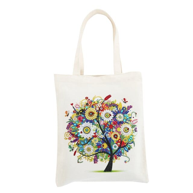 Diamond Painting - Stofftasche, Bunter Baum - gedruckt in Ultra-HD - stofftasche
