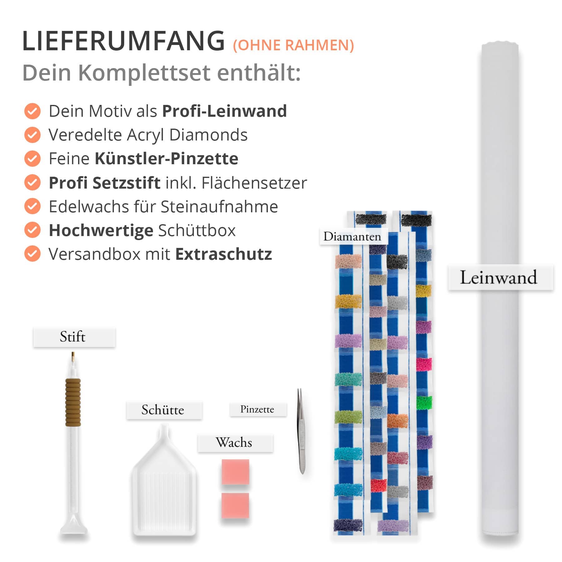 Diamond Painting 5 teilig - Waldwiese, große und alte Bäume - gedruckt in Ultra-HD - multi5