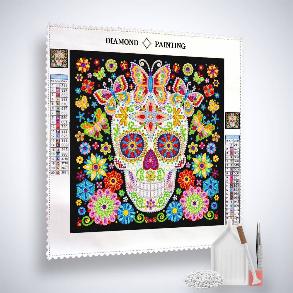 Diamond Painting Nachtleuchtend - Schmetterlinge mit Totenkopf - gedruckt in Ultra-HD - Nachtleuchtend, quadratisch, Schmetterling, Tiere