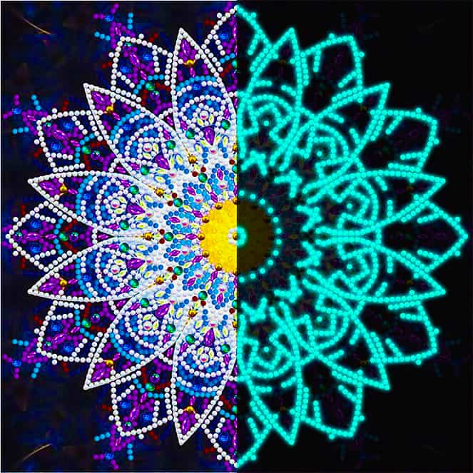 Diamond Painting Nachtleuchtend - Feines Mandala - gedruckt in Ultra-HD - Mandala, Nachtleuchtend, quadratisch