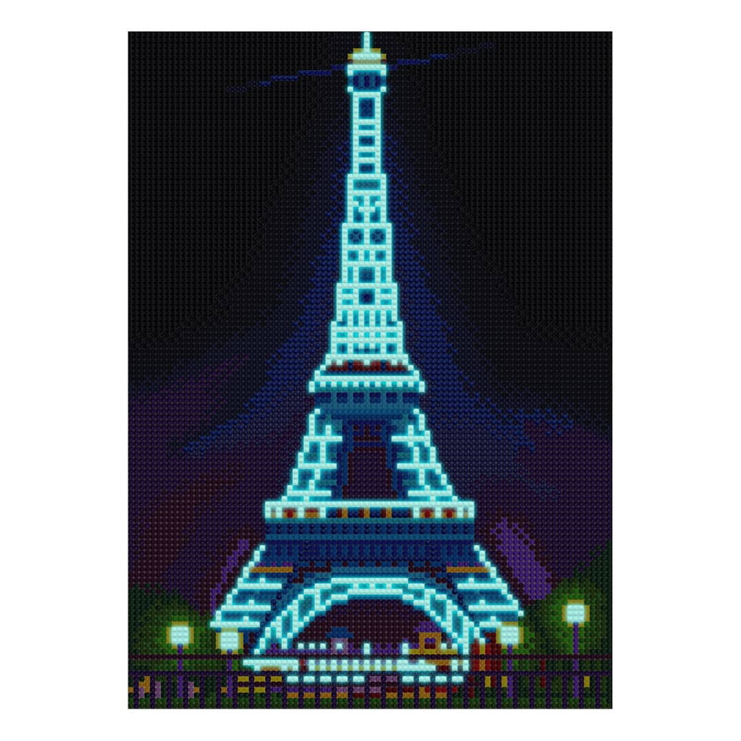 Diamond Painting Nachtleuchtend - Leuchtender Eifelturm - gedruckt in Ultra-HD - Eifelturm, Nachtleuchtend, Paris, Sehenswürdigkeiten, Vertikal