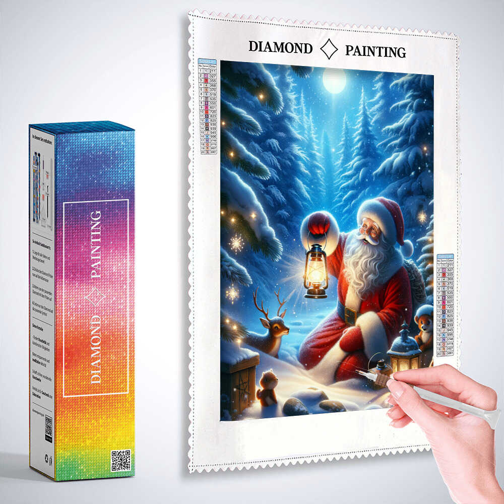 Diamond Painting - Weihnachtsmann im Laternenschein