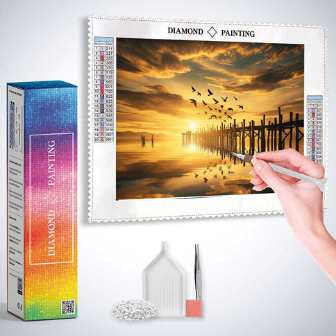 Diamond Painting - Holzsteg, Abendstimmung