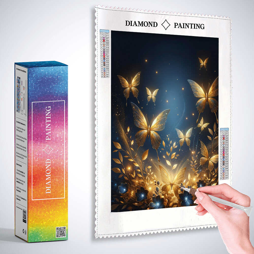 Diamond Painting - Goldene Schmetterlinge