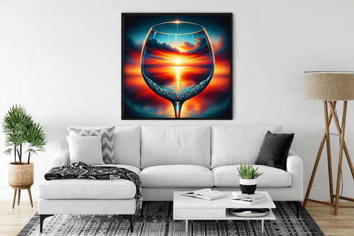 Diamond Painting - Sonnenuntergang durch Gläser